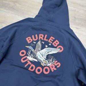 NWT Burlebo Navy Blue Flying Duck Men's Hoodie Pullover Sz L Outdoor